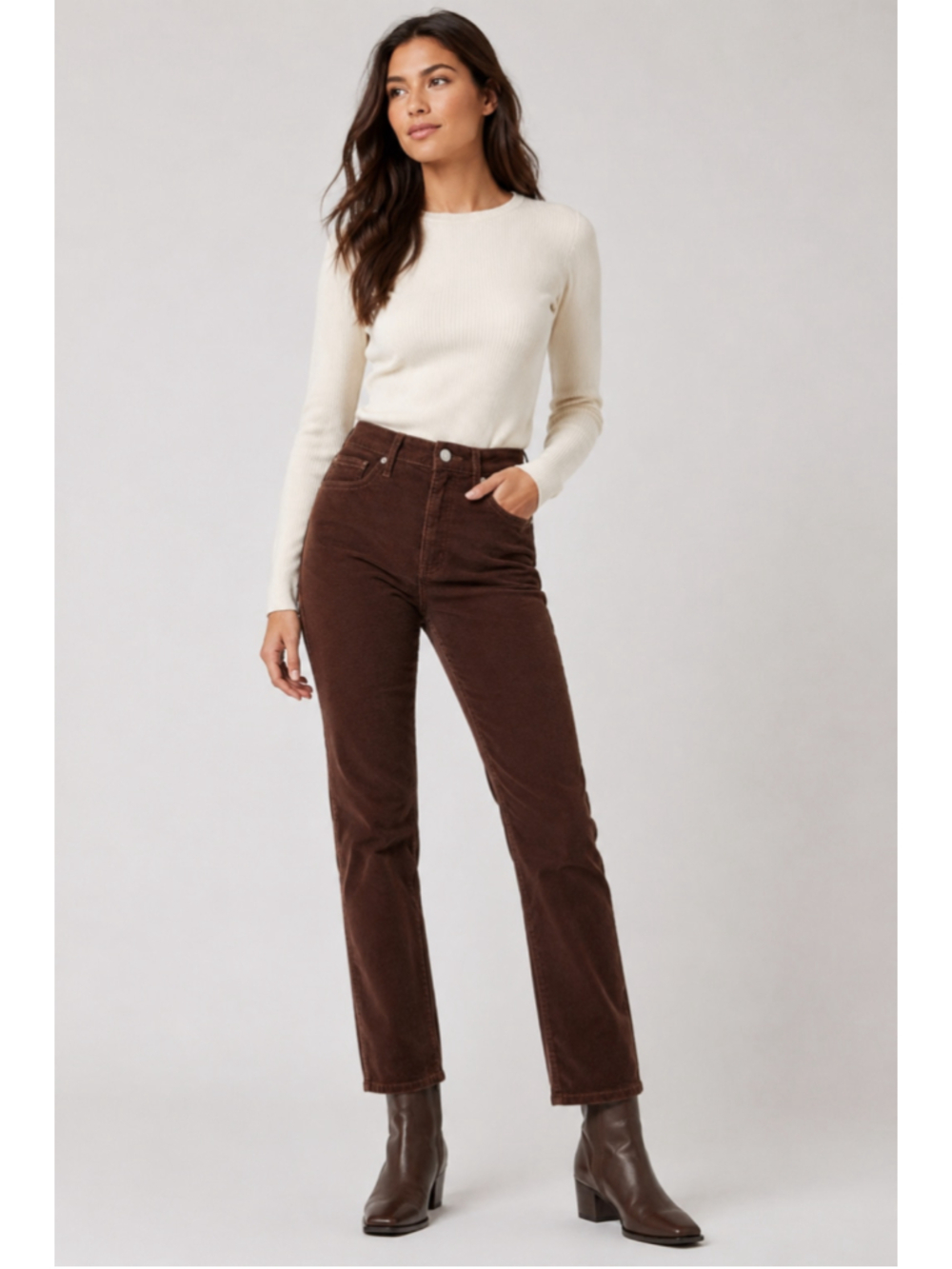 GAP High Rise Vintage Slim Corduroy Pants 0 25R Brown NWT Stretch 28”